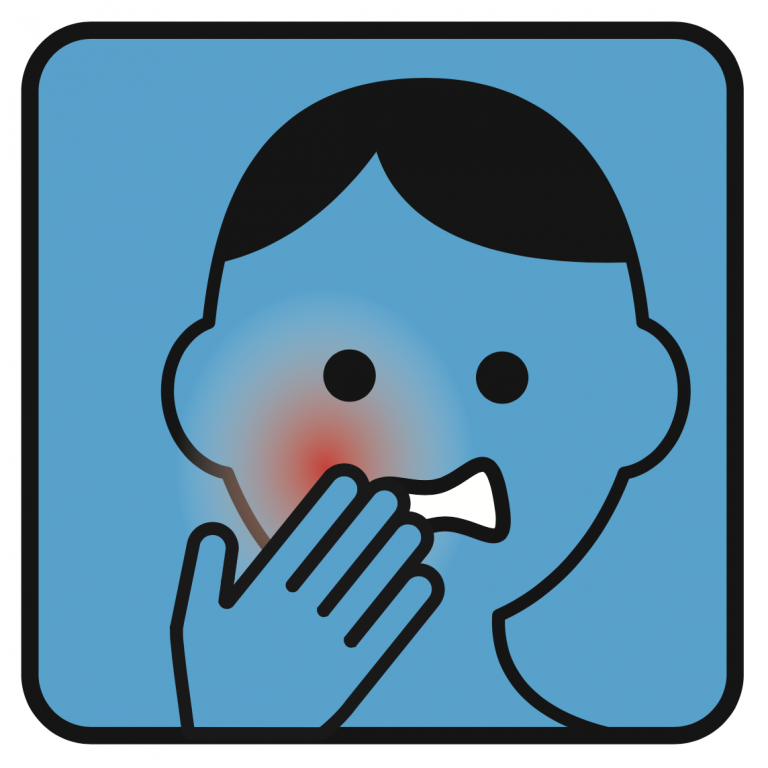 Icon graphic showing a person with dental pain