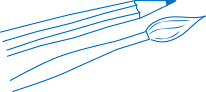 Illustration of pencil and paintbrush.