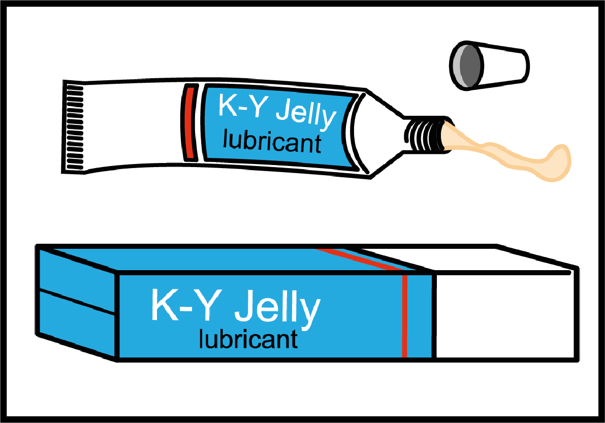 Illustration showing lubricant jelly tube and box.