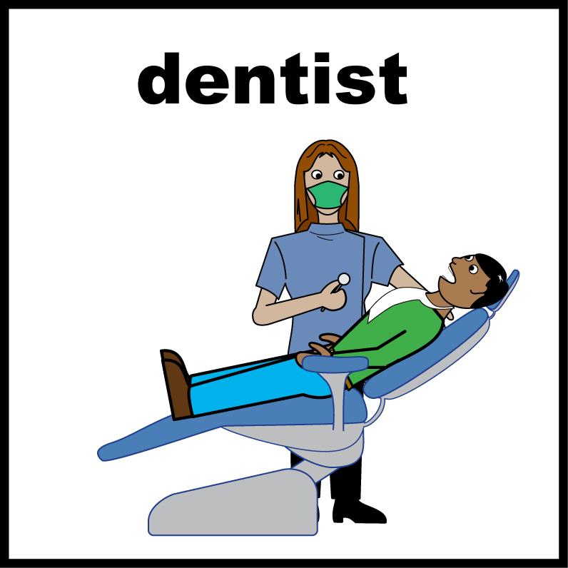 Picture of a person in a dentist's chair with their mouth open. The dentist is about to look into their mouth.