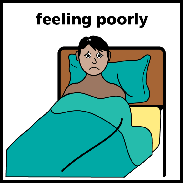 Illustration of a person in bed feeling poorly.