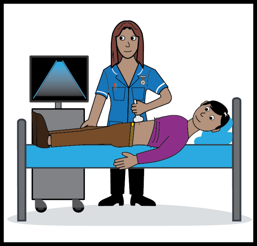 image of a person laying on a bed having an ultrasound scan