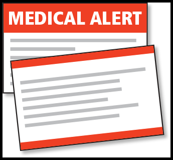 An illustration representing a medical alert card.