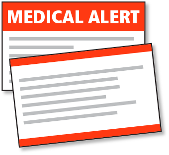 An illustration representing a medical alert card.