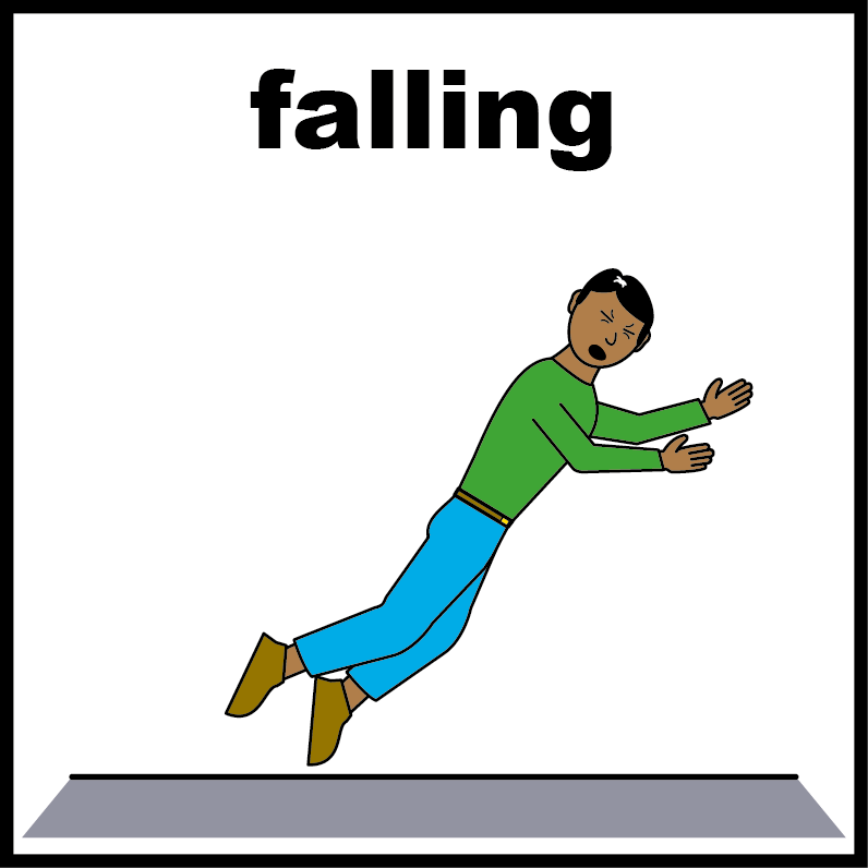 A cartoon image of somebody tripping and falling