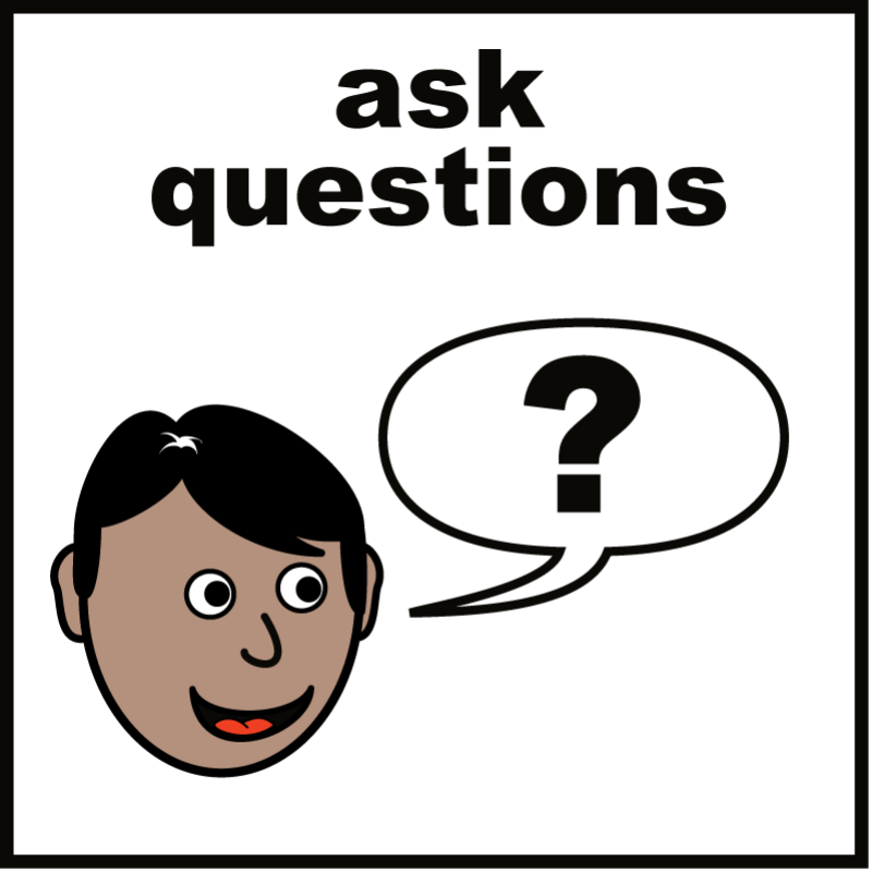 An illustration of somebody asking a question.