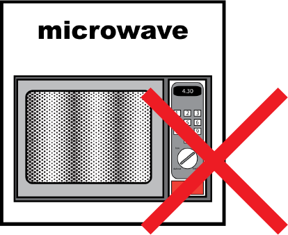 A microwave with a red cross