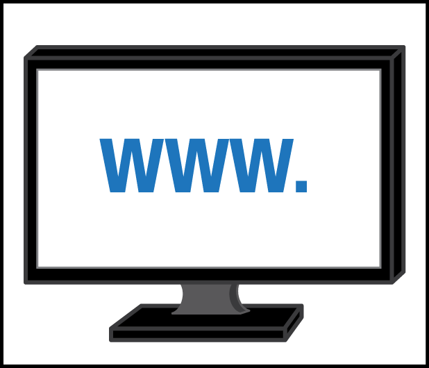 A computer monitor with ‘WWW.’ Depicted on the screen.