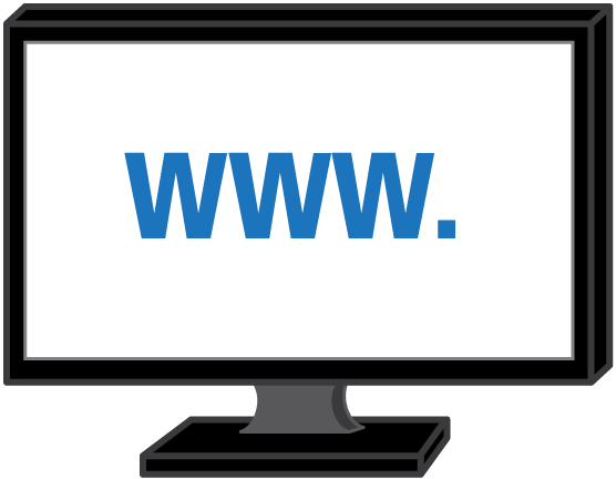 A computer monitor with ‘WWW.’ Depicted on the screen.