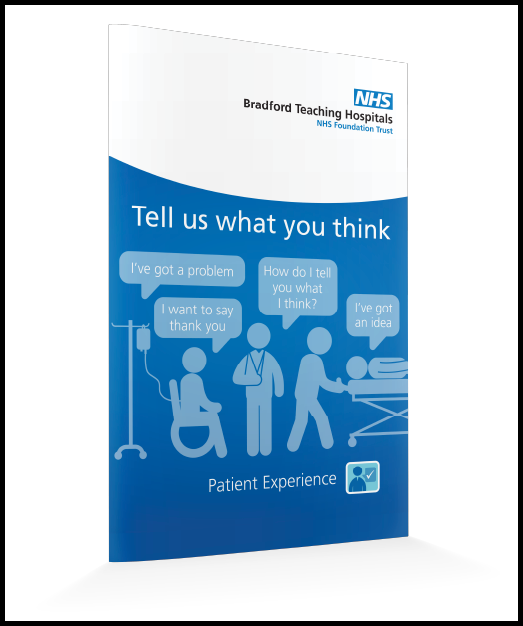 The cover of the hospital’s ‘Tell Us What You Think’ booklet.