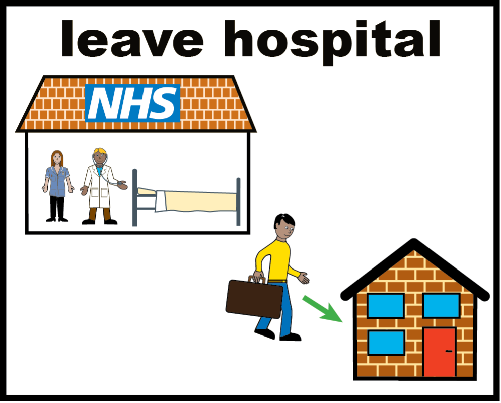 A person leaving hospital and going home.