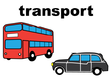 A red bus and a black cab