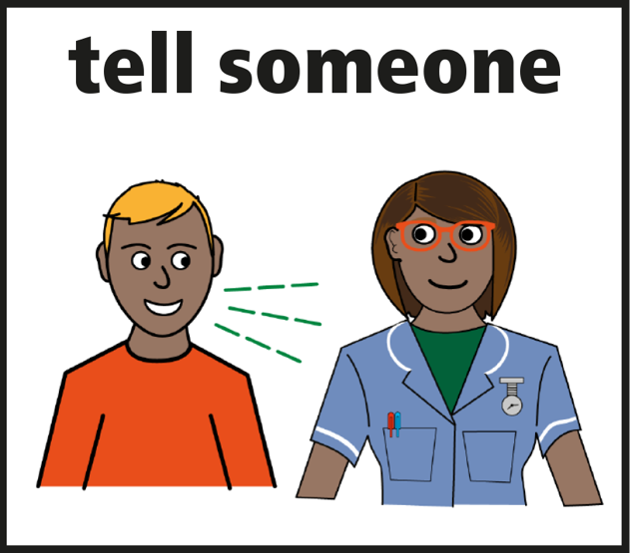 An illustration of a person talking to a nurse