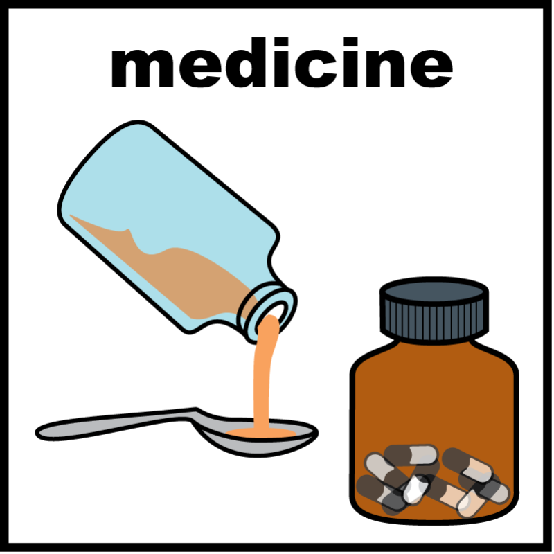 A bottle of medicine and a bottle of pills