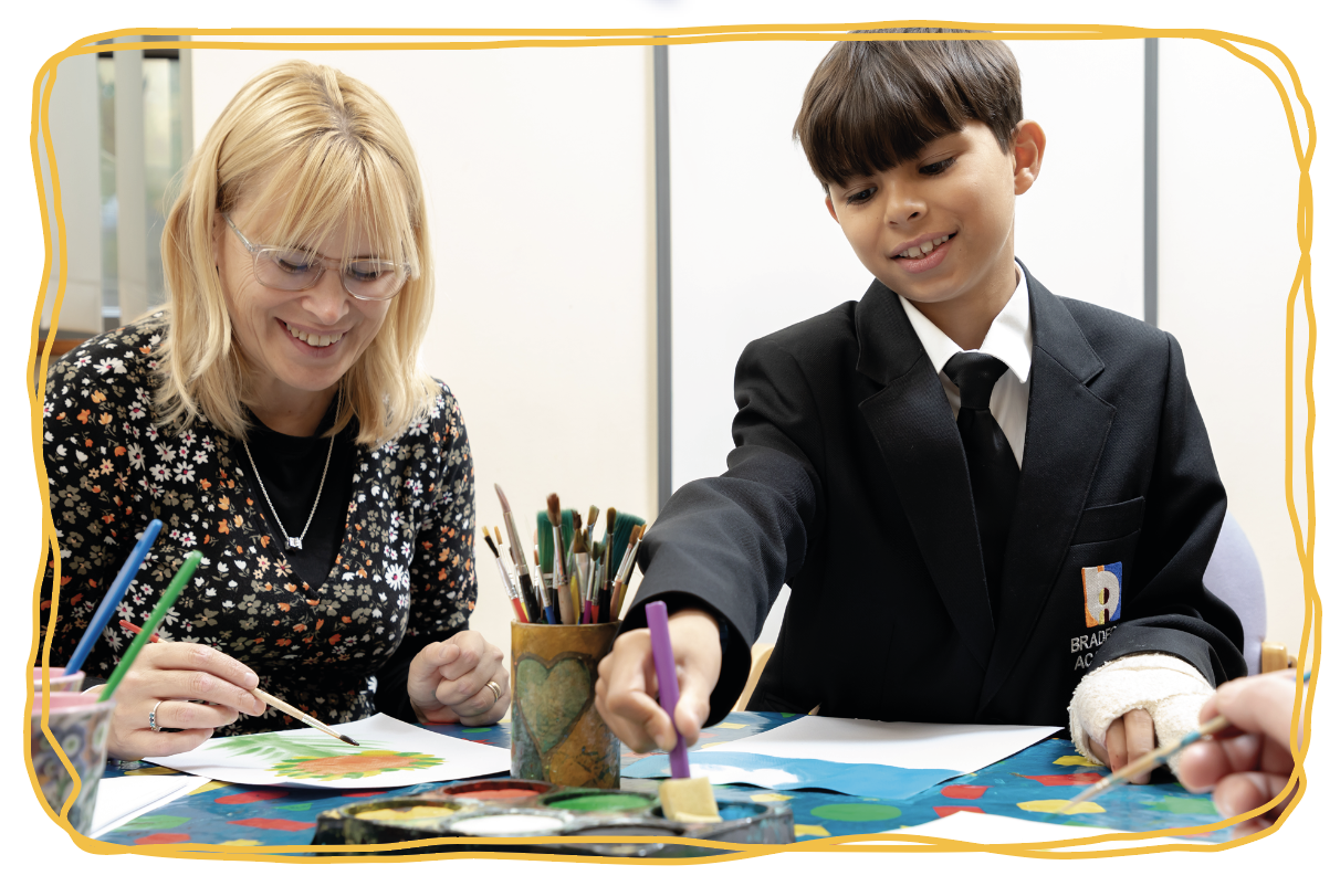 Child with mum in art therapy session
