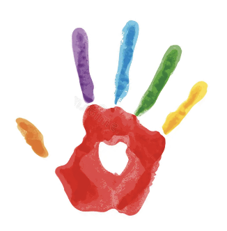 hand print using colourful paint