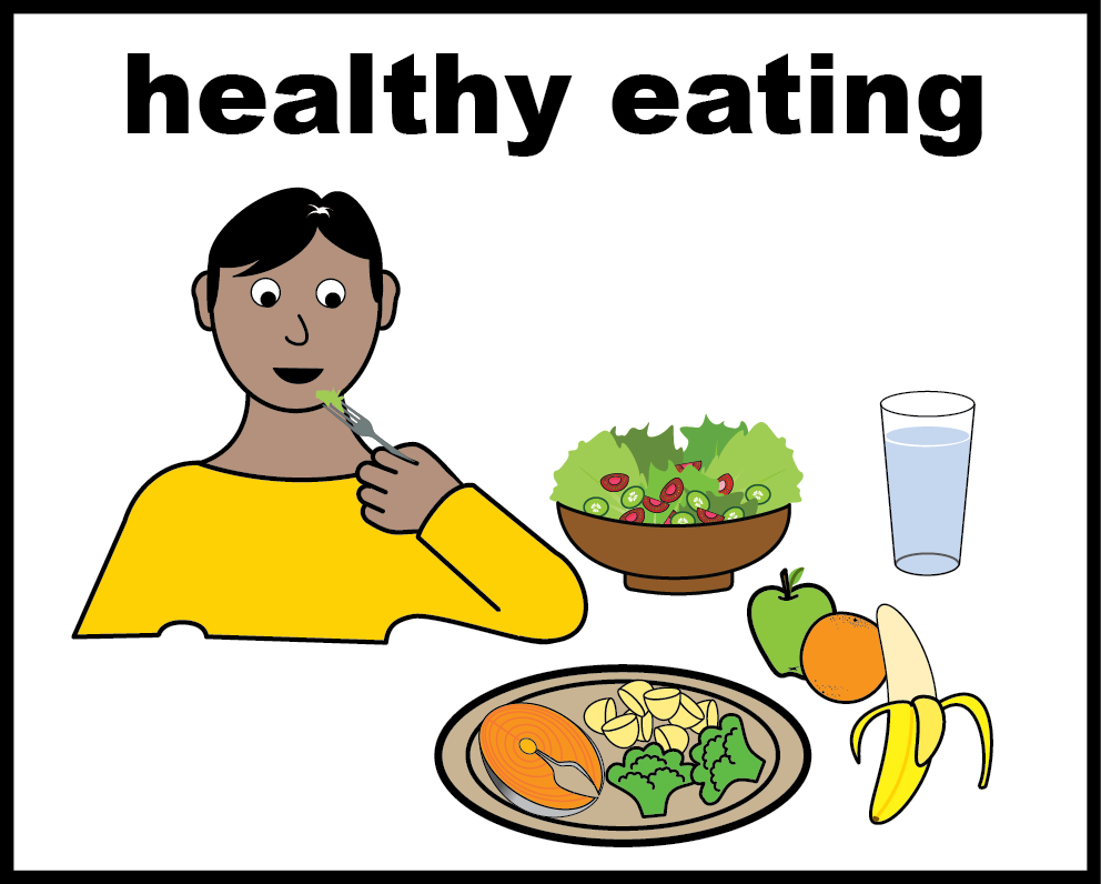 person eating a healthy meal with salad, fruit and a glass of water
