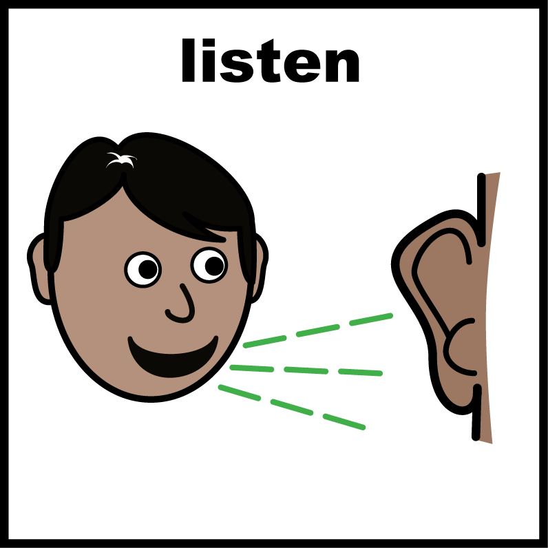 Illustration of a person talking into someones ear