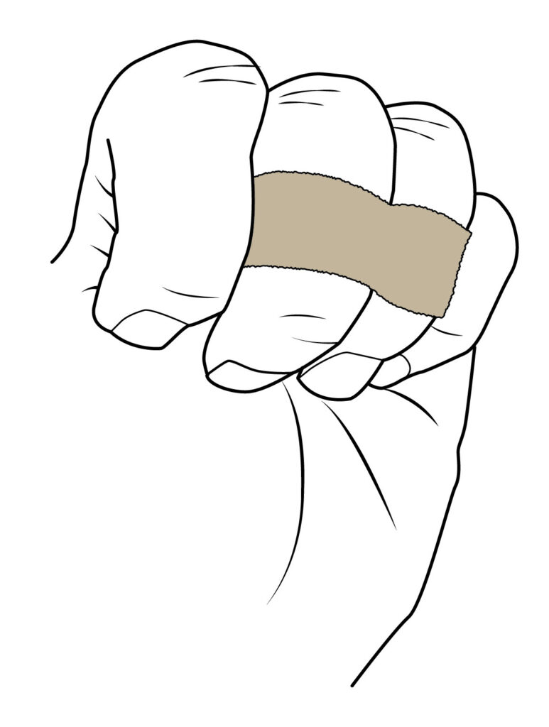 Image shows fingers bent into the palm to make a full fist