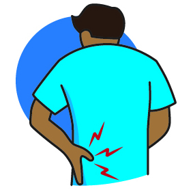 Illustration of person bending over with back pain