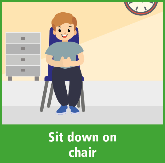 Sit down on chair